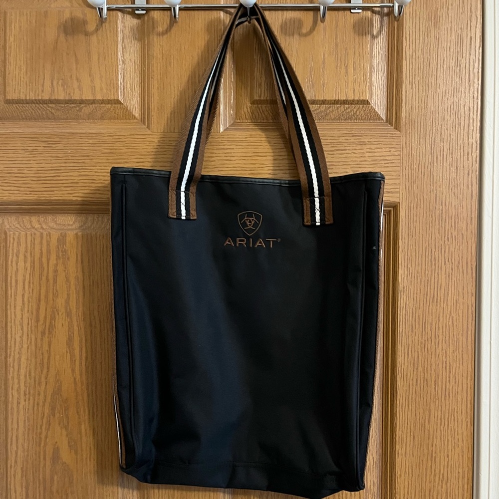 Ariat Black and Brown striped handle equestrian horse carry-all bag